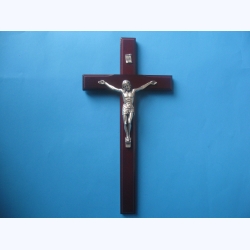 Krzyż drewniany na ścianę mahoń.Duży 32 cm 